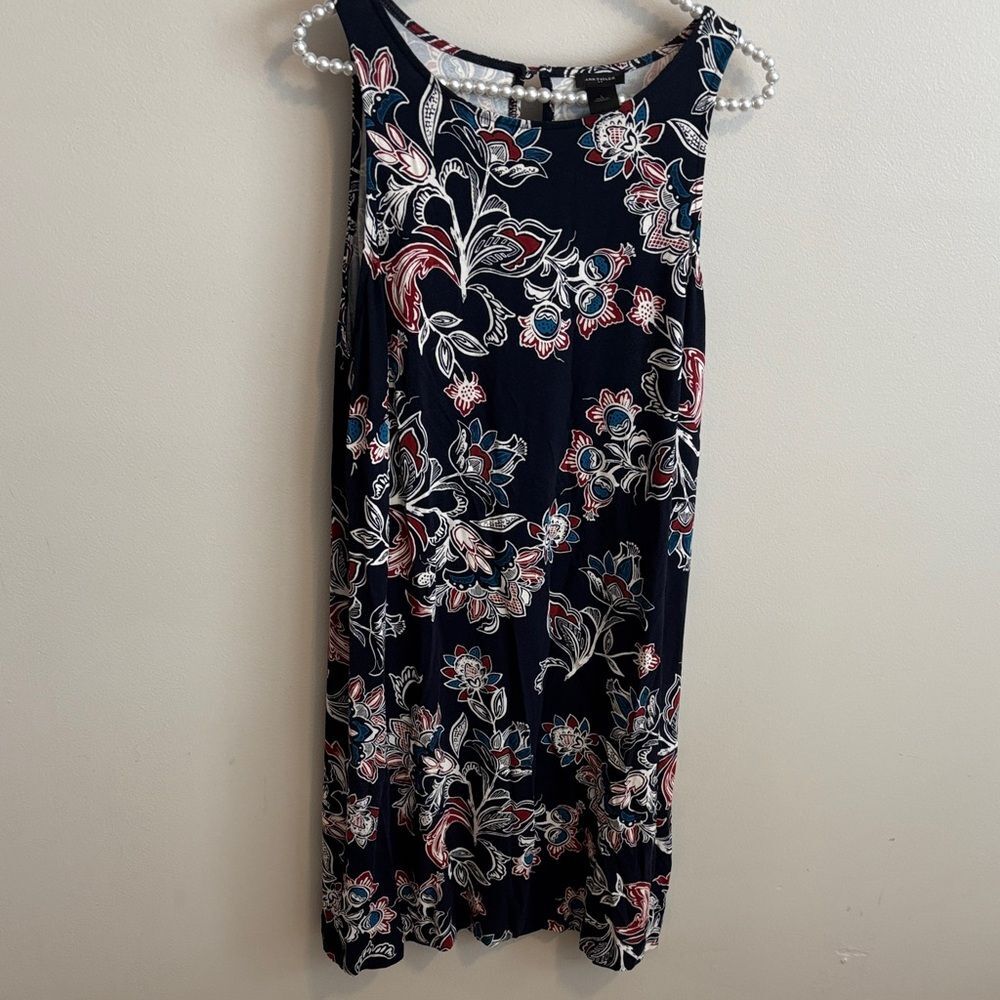 Ann Taylor Navy tank top Floral Dress size large